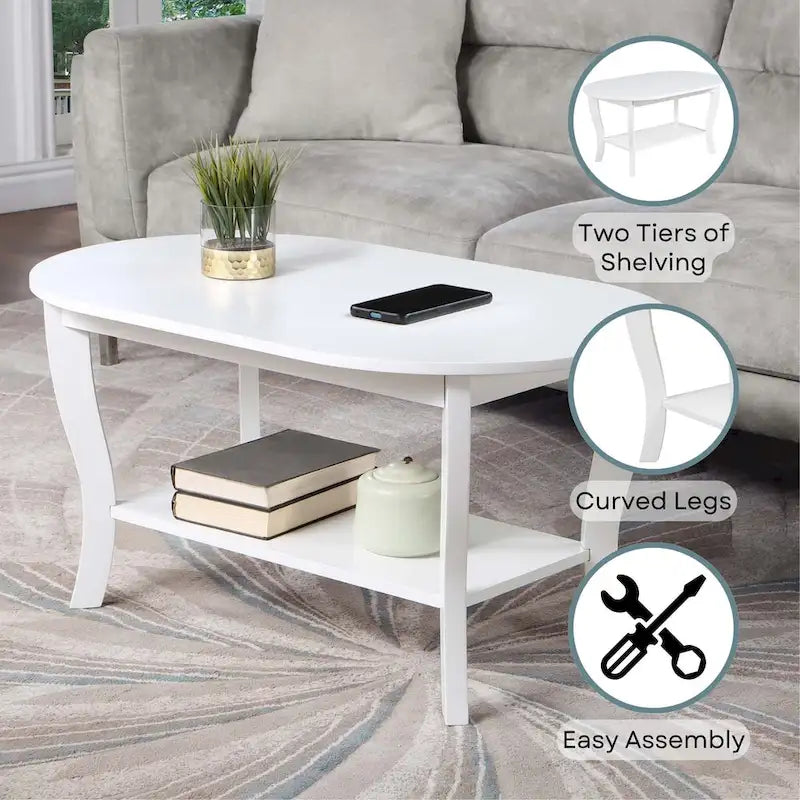 Convenience Concepts American Heritage ovaler Couchtisch mit Ablage