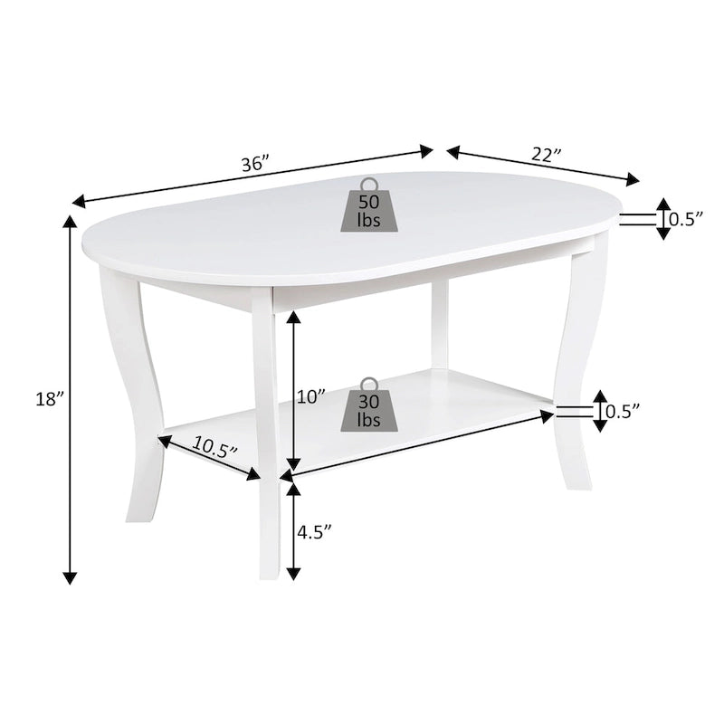 Convenience Concepts American Heritage ovaler Couchtisch mit Ablage