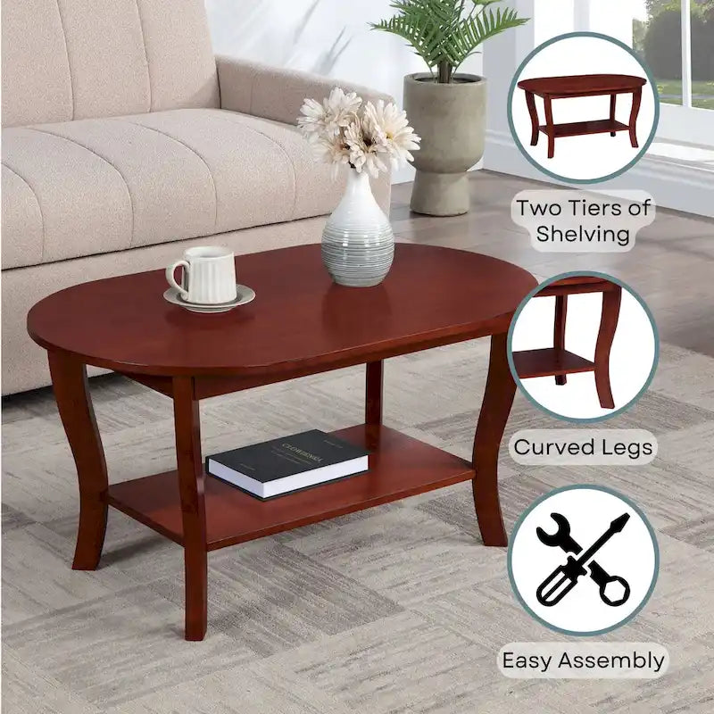 Convenience Concepts American Heritage ovaler Couchtisch mit Ablage