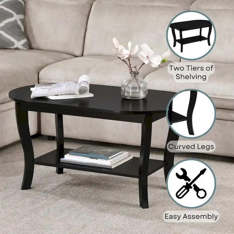Convenience Concepts American Heritage ovaler Couchtisch mit Ablage