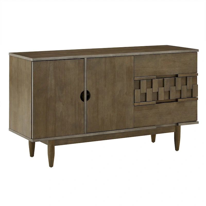 Kieran moderne serverkast van hout in mid-century-stijl met 2 deuren en 3 laden, van iNSPIRE Q Modern