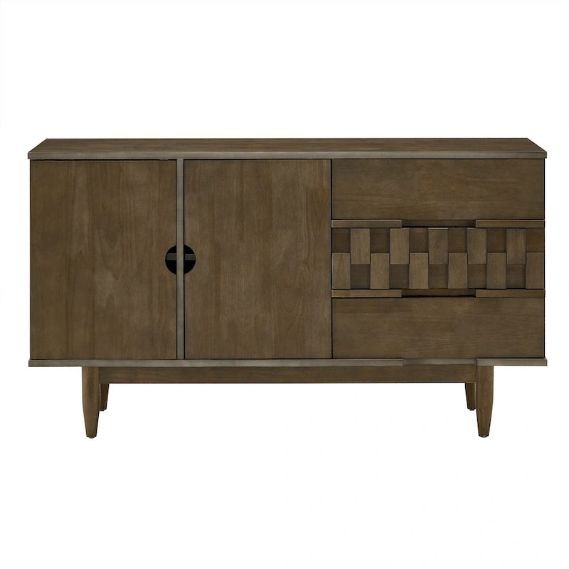 Kieran moderne serverkast van hout in mid-century-stijl met 2 deuren en 3 laden, van iNSPIRE Q Modern