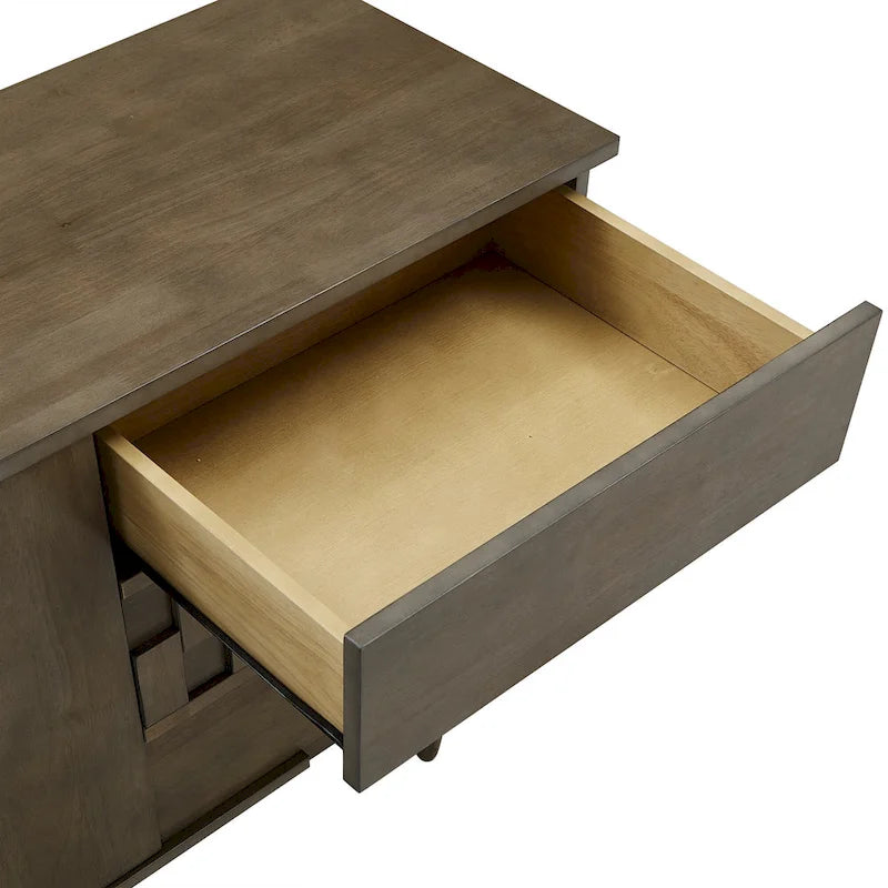 Kieran moderne serverkast van hout in mid-century-stijl met 2 deuren en 3 laden, van iNSPIRE Q Modern