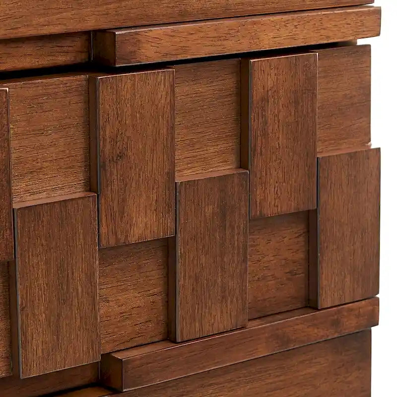 Kieran moderne serverkast van hout in mid-century-stijl met 2 deuren en 3 laden, van iNSPIRE Q Modern