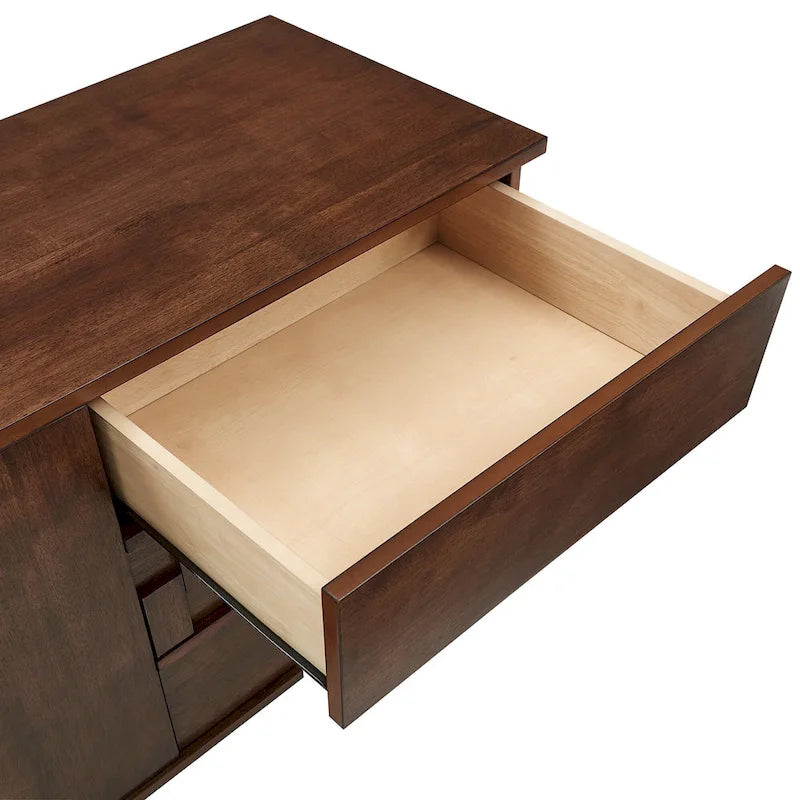 Kieran moderne serverkast van hout in mid-century-stijl met 2 deuren en 3 laden, van iNSPIRE Q Modern