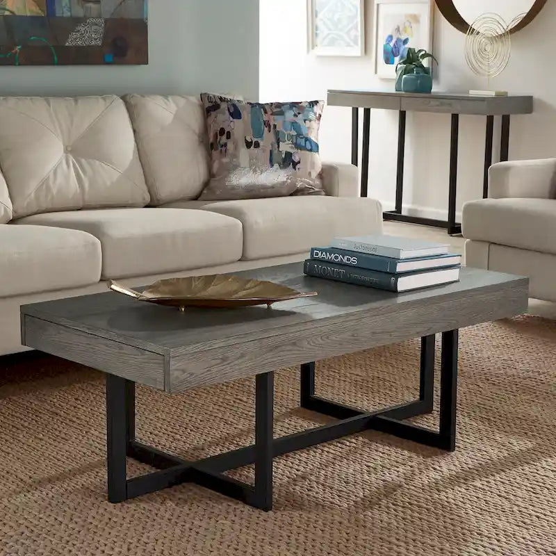Tavolino da caffè con finitura effetto legno e due cassetti Eldersley, di iNSPIRE Q Modern