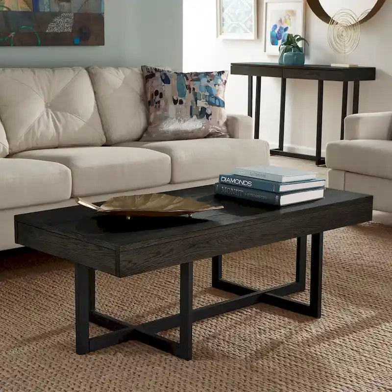 Tavolino da caffè con finitura effetto legno e due cassetti Eldersley, di iNSPIRE Q Modern