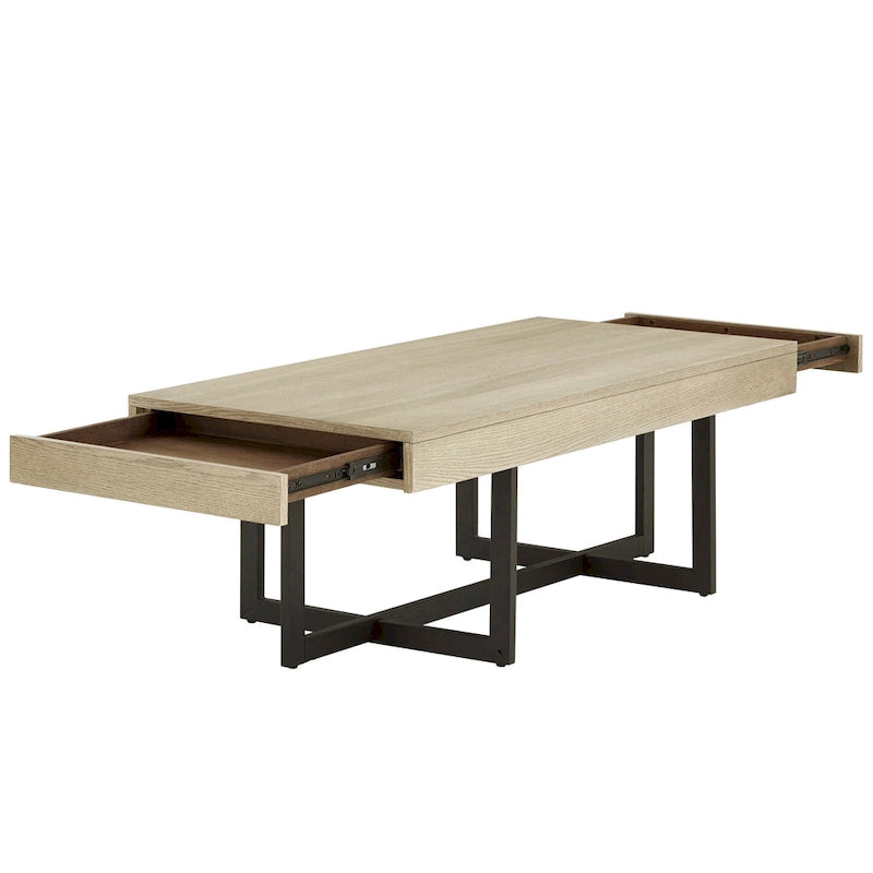 Tavolino da caffè con finitura effetto legno e due cassetti Eldersley, di iNSPIRE Q Modern