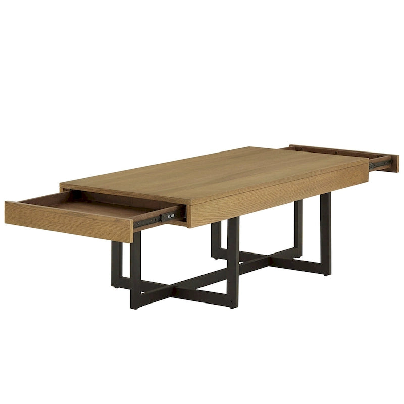 Tavolino da caffè con finitura effetto legno e due cassetti Eldersley, di iNSPIRE Q Modern