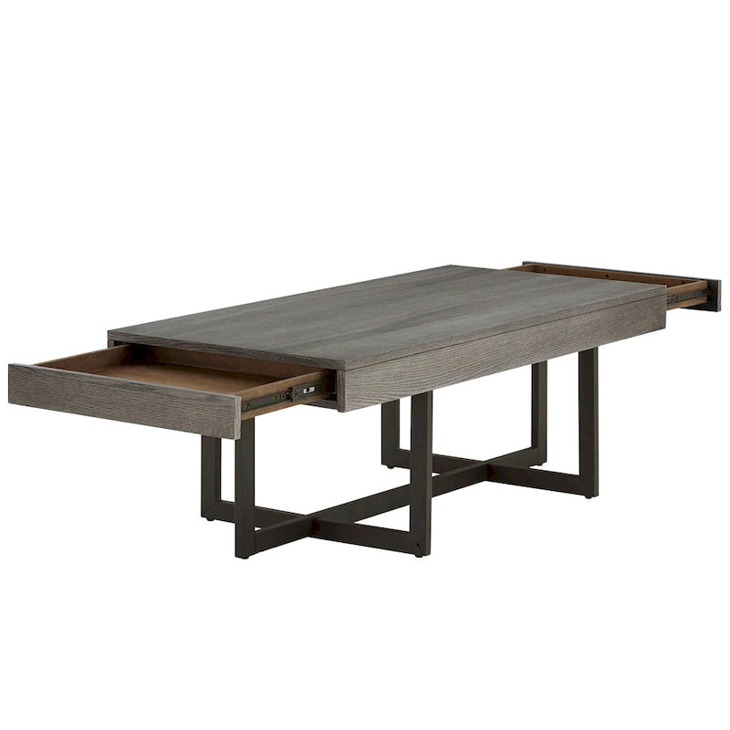 Tavolino da caffè con finitura effetto legno e due cassetti Eldersley, di iNSPIRE Q Modern