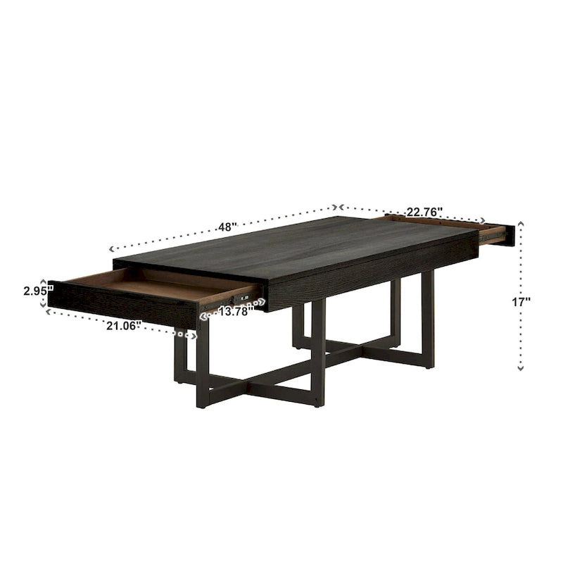Tavolino da caffè con finitura effetto legno e due cassetti Eldersley, di iNSPIRE Q Modern