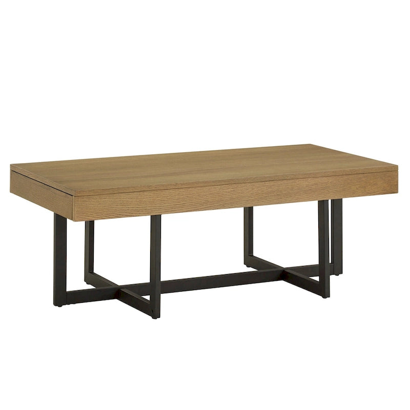 Tavolino da caffè con finitura effetto legno e due cassetti Eldersley, di iNSPIRE Q Modern