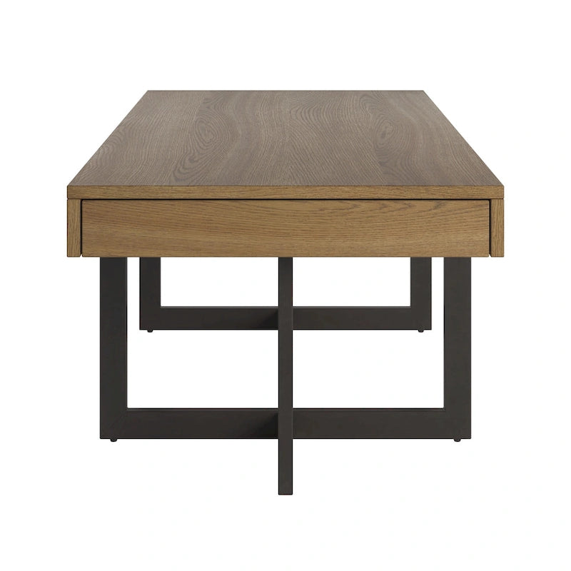 Tavolino da caffè con finitura effetto legno e due cassetti Eldersley, di iNSPIRE Q Modern