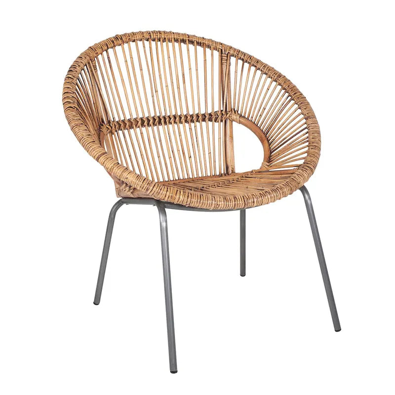 Natürlicher handgewebter Papasan-Sessel aus Rattan von East at Main