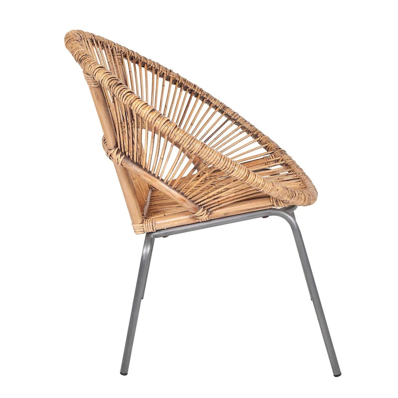 Natürlicher handgewebter Papasan-Sessel aus Rattan von East at Main