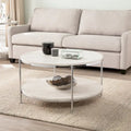 SEI Furniture Henderson moderne ronde salontafel met imitatiemarmeren blad en onderste plank