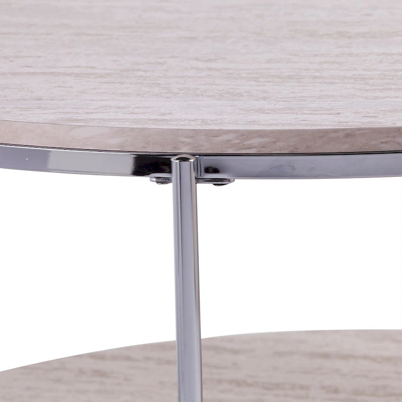 SEI Furniture Henderson moderne ronde salontafel met imitatiemarmeren blad en onderste plank