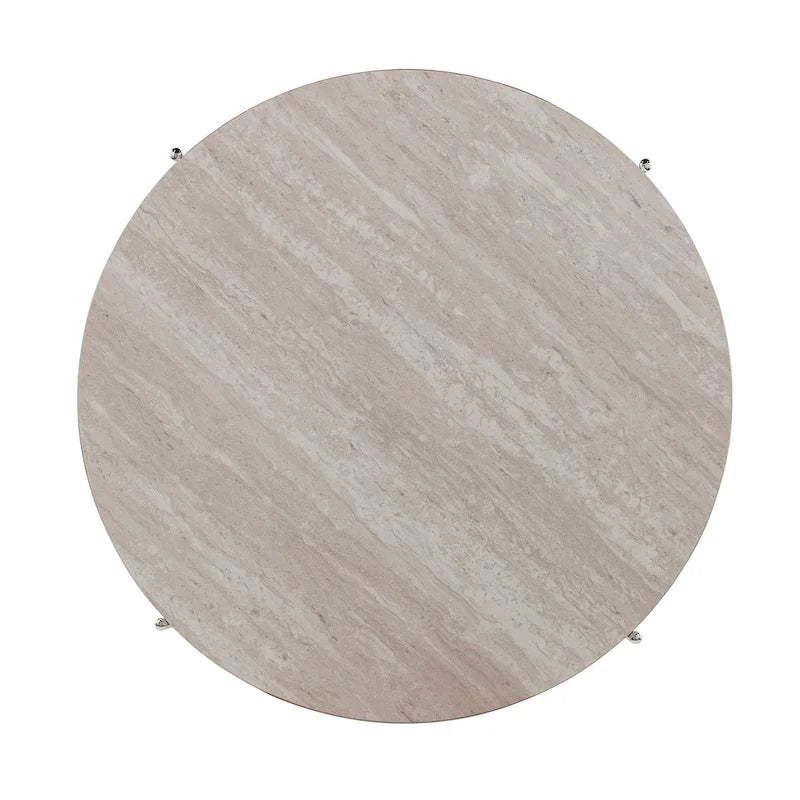 SEI Furniture Henderson moderne ronde salontafel met imitatiemarmeren blad en onderste plank