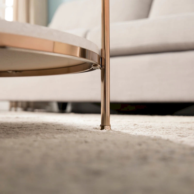 SEI Furniture Henderson moderne ronde salontafel met imitatiemarmeren blad en onderste plank