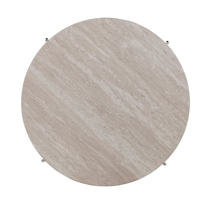 SEI Furniture Henderson moderne ronde salontafel met imitatiemarmeren blad en onderste plank