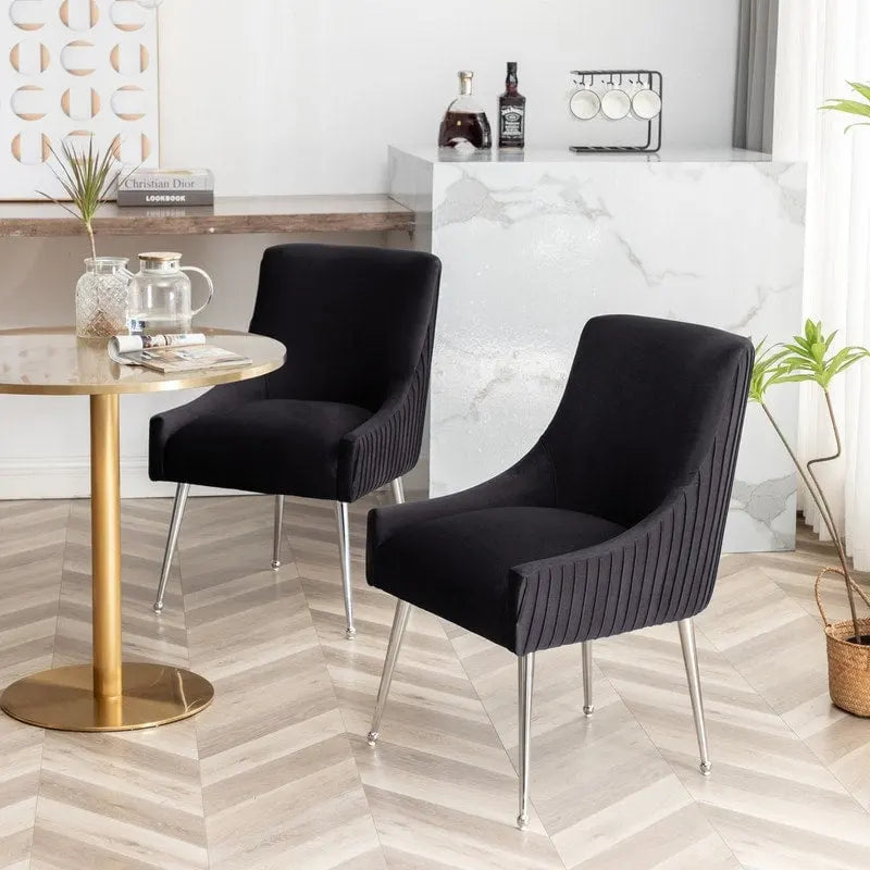 SEYNAR moderne eetkamerstoelen van fluweel met geplooide rug, set van 4, met handgreep aan de achterkant