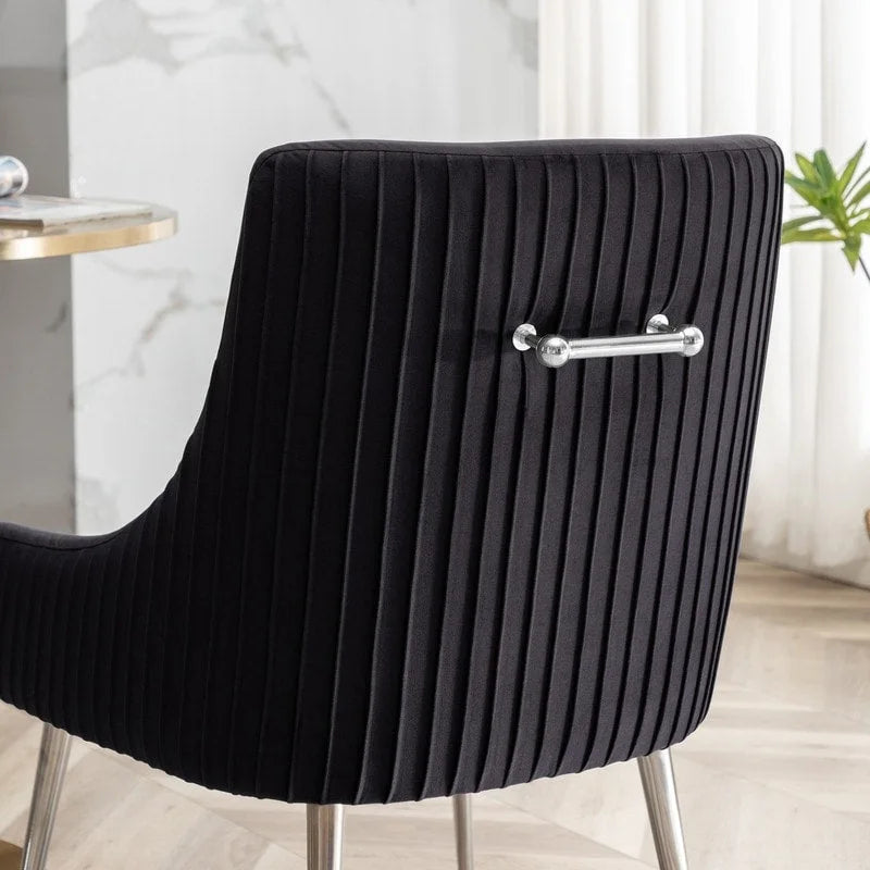 SEYNAR moderne eetkamerstoelen van fluweel met geplooide rug, set van 4, met handgreep aan de achterkant