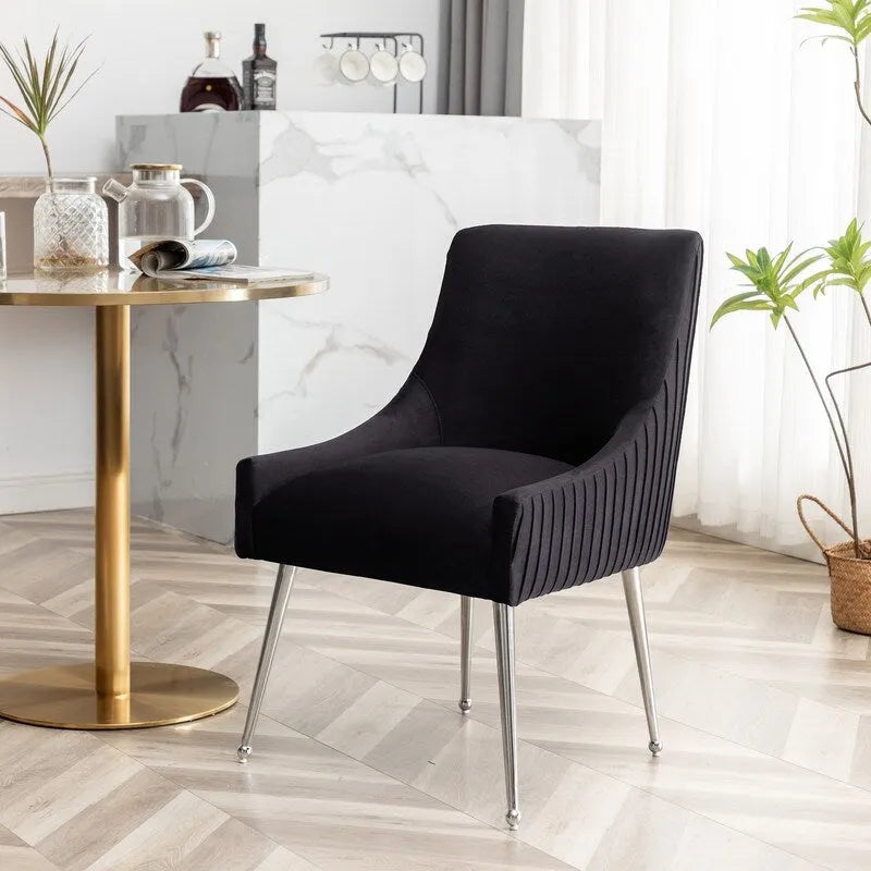 SEYNAR moderne eetkamerstoelen van fluweel met geplooide rug, set van 4, met handgreep aan de achterkant