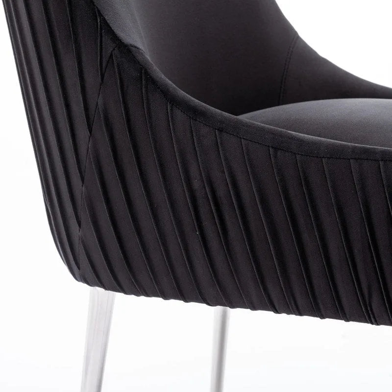 SEYNAR moderne eetkamerstoelen van fluweel met geplooide rug, set van 4, met handgreep aan de achterkant