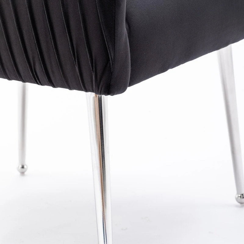 SEYNAR moderne eetkamerstoelen van fluweel met geplooide rug, set van 4, met handgreep aan de achterkant