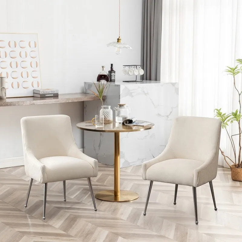 SEYNAR moderne eetkamerstoelen van fluweel met geplooide rug, set van 4, met handgreep aan de achterkant