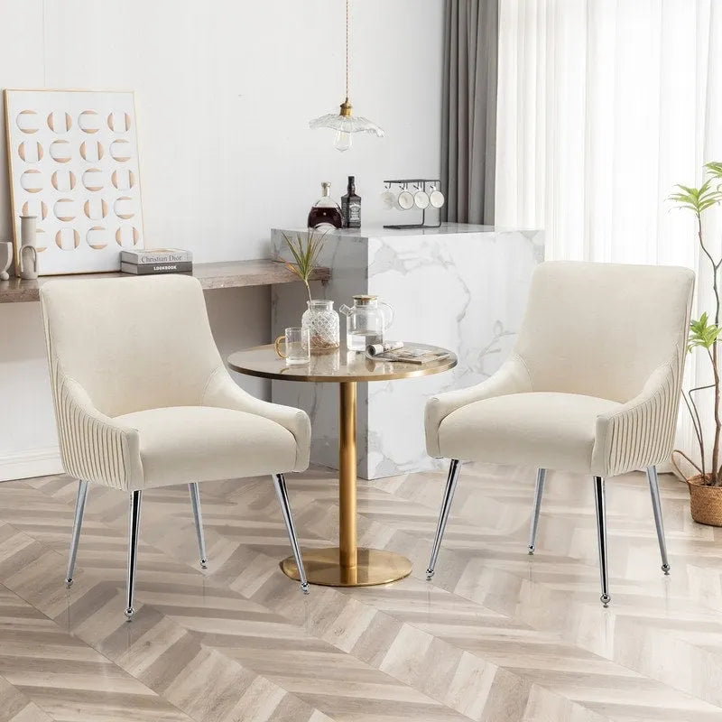 SEYNAR moderne eetkamerstoelen van fluweel met geplooide rug, set van 4, met handgreep aan de achterkant