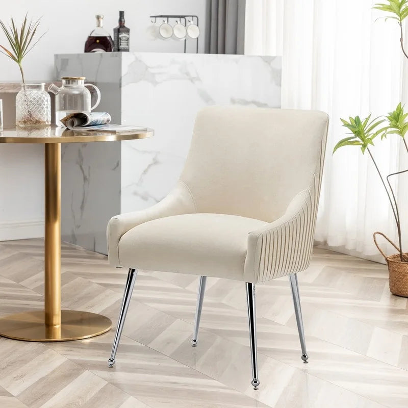 SEYNAR moderne eetkamerstoelen van fluweel met geplooide rug, set van 4, met handgreep aan de achterkant