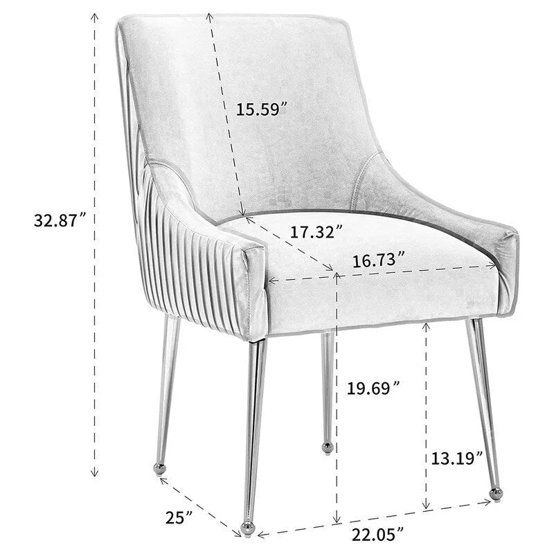 SEYNAR moderne eetkamerstoelen van fluweel met geplooide rug, set van 4, met handgreep aan de achterkant