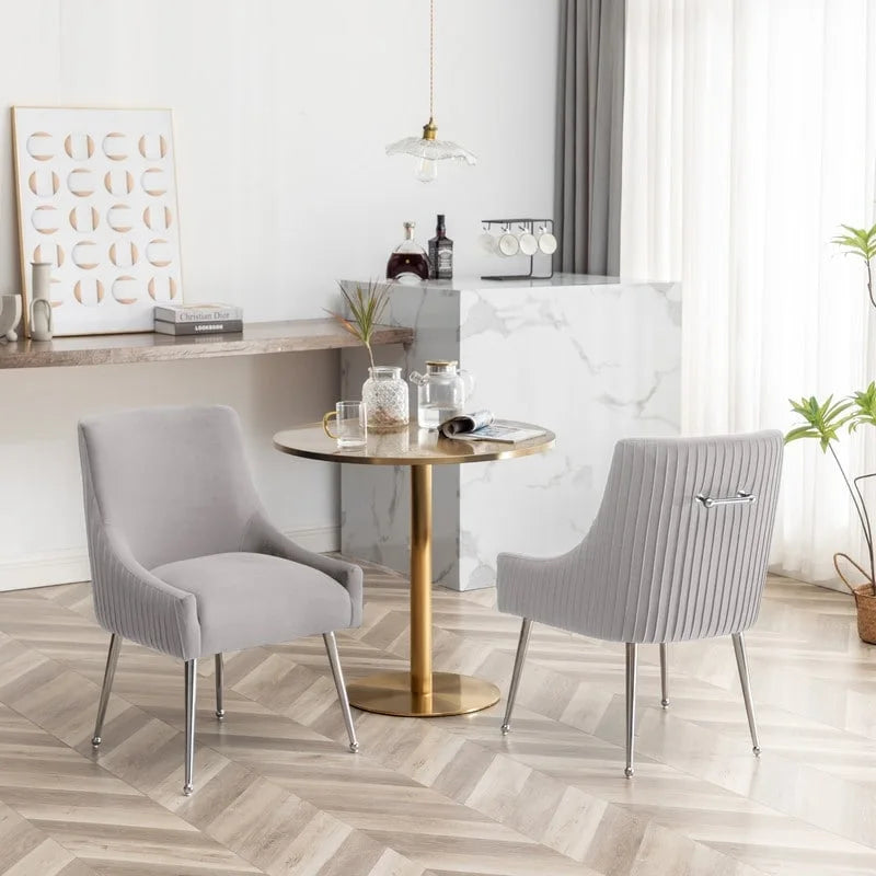 SEYNAR moderne eetkamerstoelen van fluweel met geplooide rug, set van 4, met handgreep aan de achterkant