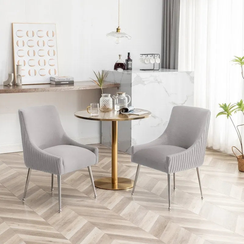SEYNAR moderne eetkamerstoelen van fluweel met geplooide rug, set van 4, met handgreep aan de achterkant
