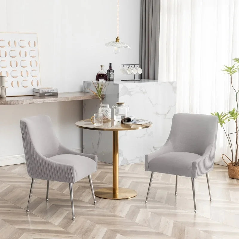 SEYNAR moderne eetkamerstoelen van fluweel met geplooide rug, set van 4, met handgreep aan de achterkant