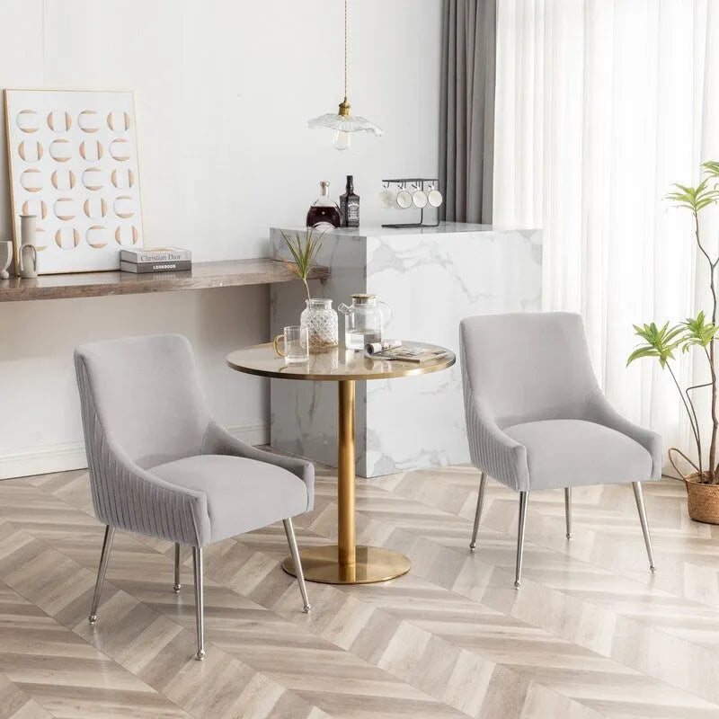 SEYNAR moderne eetkamerstoelen van fluweel met geplooide rug, set van 4, met handgreep aan de achterkant