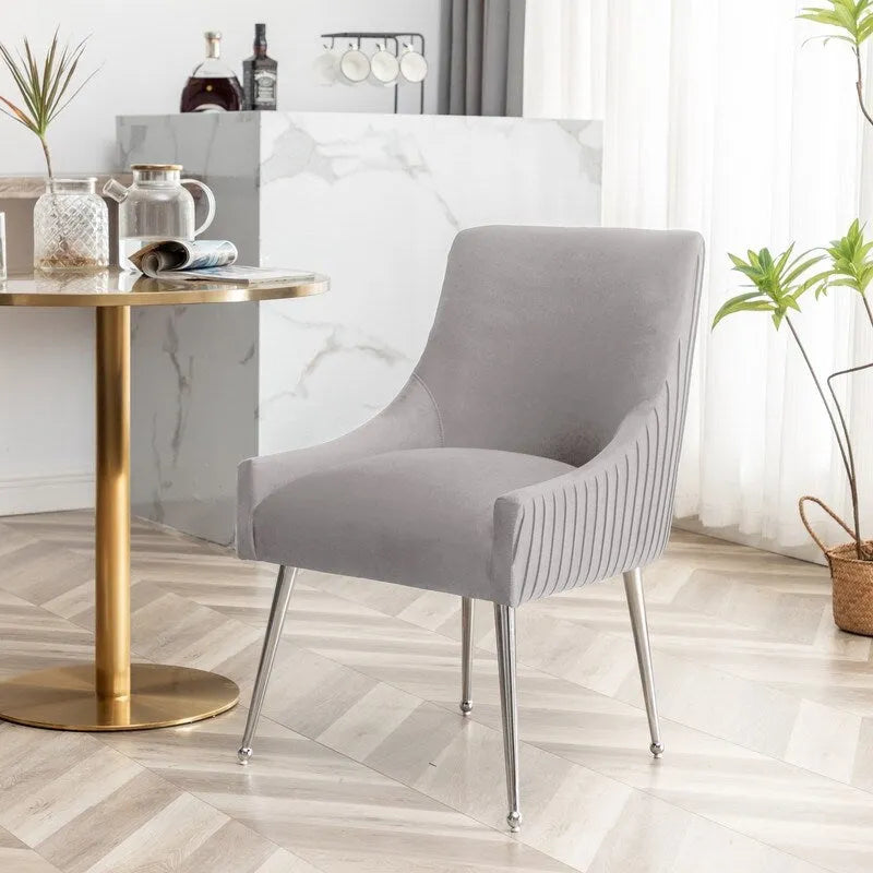 SEYNAR moderne eetkamerstoelen van fluweel met geplooide rug, set van 4, met handgreep aan de achterkant