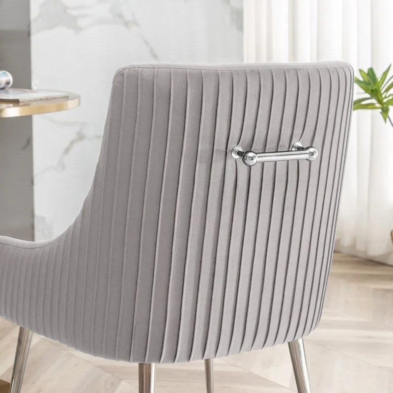 SEYNAR moderne eetkamerstoelen van fluweel met geplooide rug, set van 4, met handgreep aan de achterkant