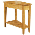 Teegan bijzettafel van massief hout met wigvormige verstelbare fauteuilzijde en plank