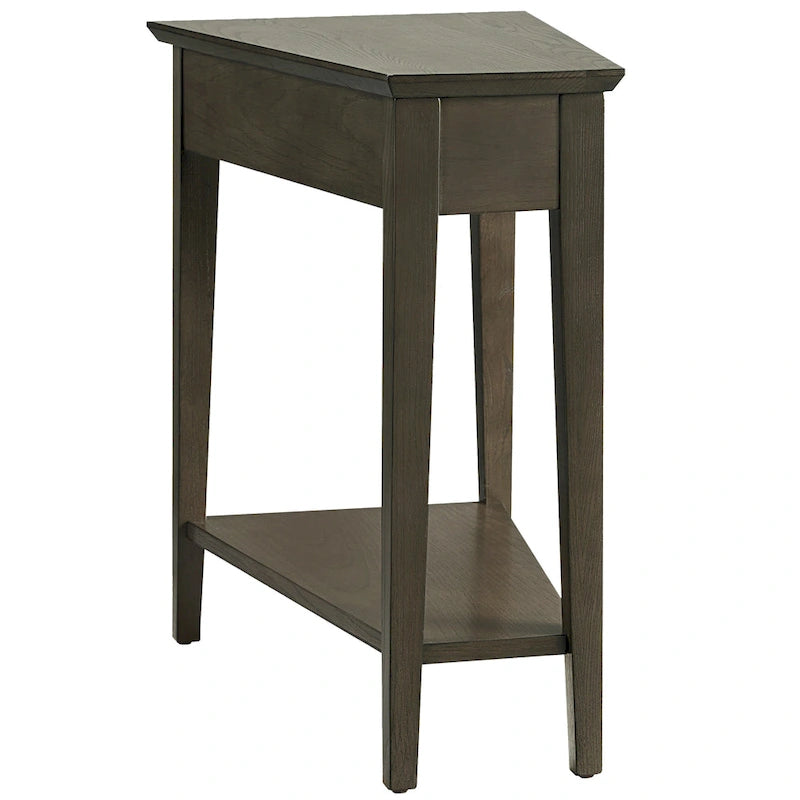 Teegan bijzettafel van massief hout met wigvormige verstelbare fauteuilzijde en plank