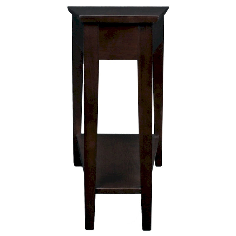 Teegan bijzettafel van massief hout met wigvormige verstelbare fauteuilzijde en plank