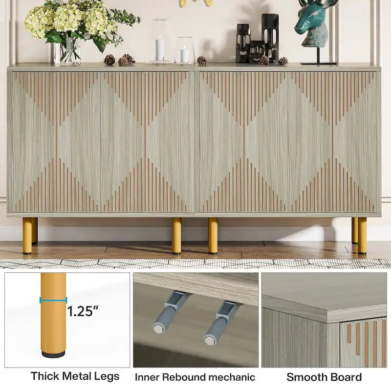 Weißes 58-Zoll-Sideboard mit Aufbewahrungsschrank und Buffet-Set