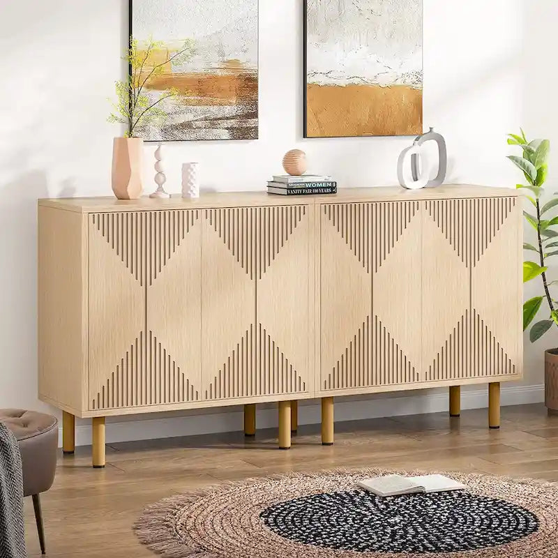 Weißes 58-Zoll-Sideboard mit Aufbewahrungsschrank und Buffet-Set