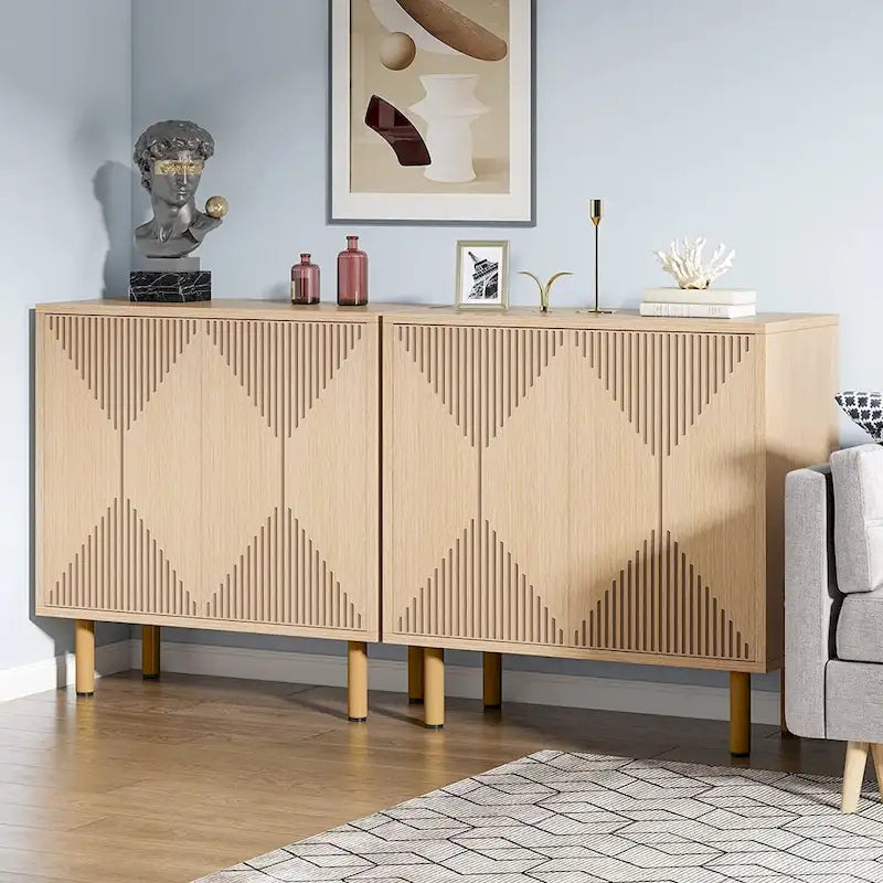 Weißes 58-Zoll-Sideboard mit Aufbewahrungsschrank und Buffet-Set