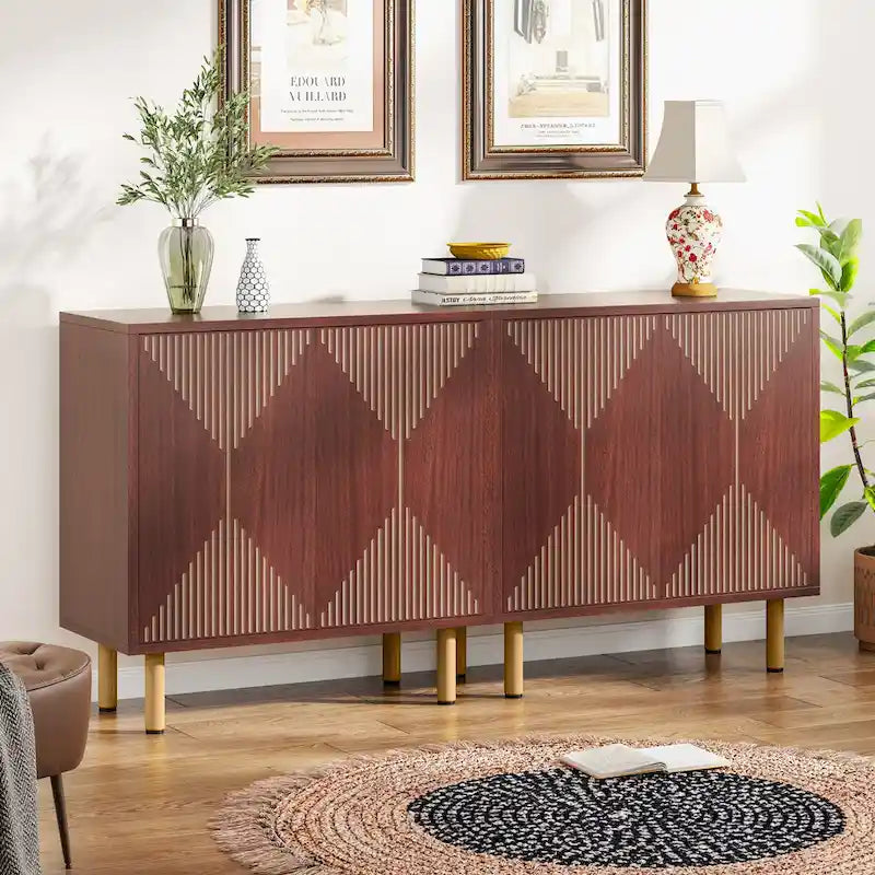 Weißes 58-Zoll-Sideboard mit Aufbewahrungsschrank und Buffet-Set