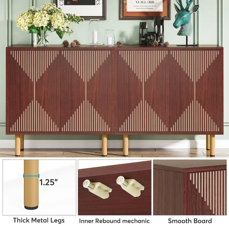 Weißes 58-Zoll-Sideboard mit Aufbewahrungsschrank und Buffet-Set