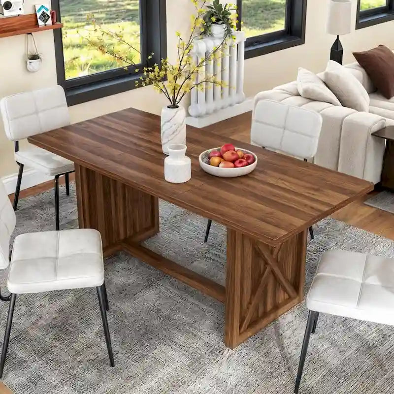 Grande tavolo da cucina e sala da pranzo in stile farmhouse Moasis da 70.8 per 6-8 persone