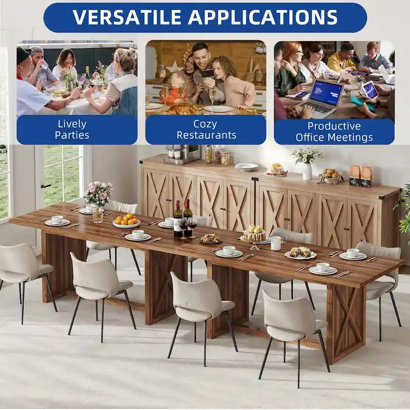 Grande tavolo da cucina e sala da pranzo in stile farmhouse Moasis da 70.8 per 6-8 persone