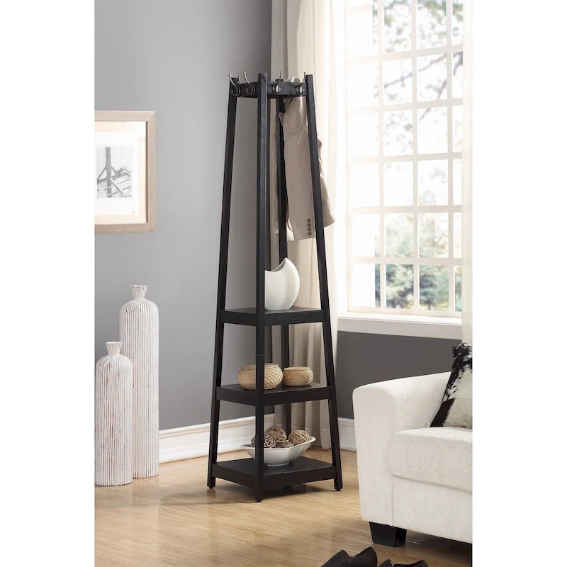 Appendiabiti da terra con ripiano contenitore a 3 livelli Vassen di Roundhill Furniture